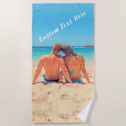 Handdoek met aangepaste foto en tekst - Vakantie (Voorkant)
