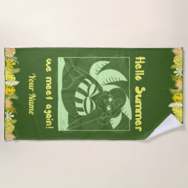 Handdoek met grappige tropische zomerse strandnaam