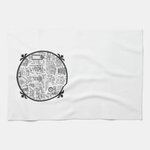 Handdoek met lijntekeningen en Logo binnen