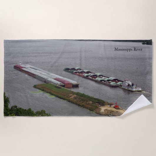 Handdoek met voorbijvarende sleepboten (Voorkant)