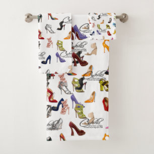 Handdoek Set Assepoester Quote Schoenen Hakken Pom