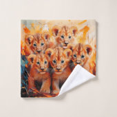 Handdoek set - Five Lion Cubs artwork (Wasdoekje)