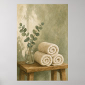 Handdoeken en Eucalyptus Aquarel Poster (Voorkant)
