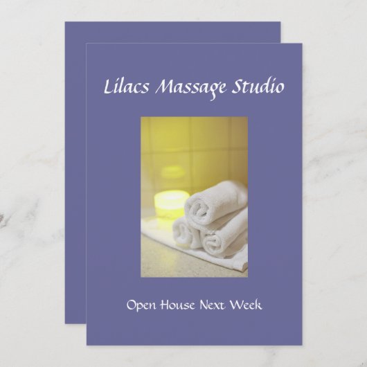 Handdoeken en kaars in een spa-instelling kaart (Voorkant / Achterkant)