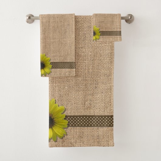 Handdoekset - Burlap en Rain-Drenched Sunflower Bad Handdoek (Insitu)
