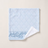 Handdoekset - Icy Blue Damask Bad Handdoek (Wasdoekje)
