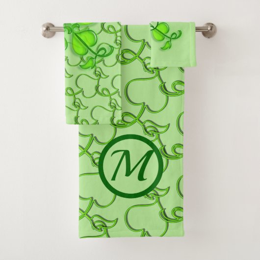 Handdoekset - Ivy Leaves met Monogram Bad Handdoek (Insitu)