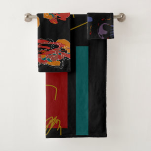 handdoekset met unieke abstracte illustraties bad handdoek