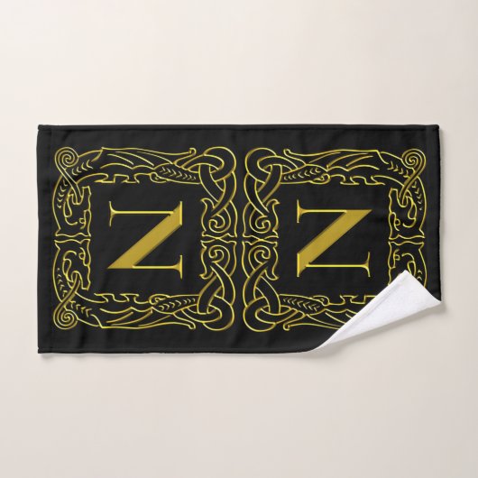 Handdoekset - Monogram N - Celtic Dragon Lijst Bad Handdoek (Handdoek)