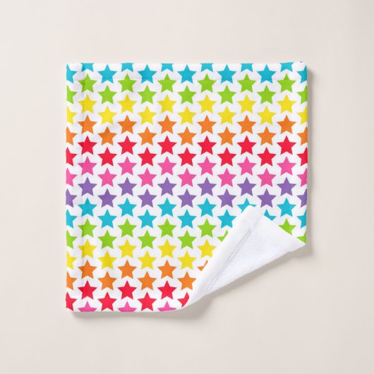 Handdoekset - regenboogsterstrips bad handdoek (Wasdoekje)