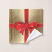 Handdoekset - Rood strik & lint op goud Bad Handdoek (Wasdoekje)