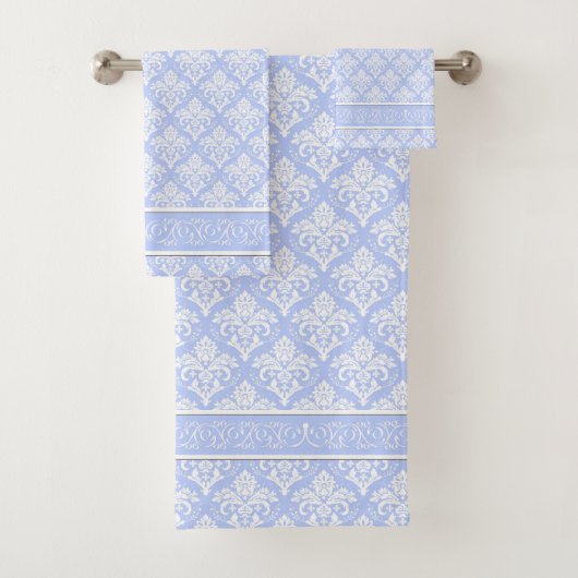 Handdoekset - Wedgewood Blue Damask Bad Handdoek (Insitu)