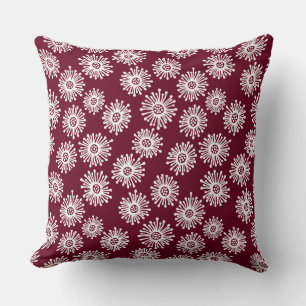 Handdragende bloemen - Wit op diepe misdaad 65001d Kussen