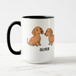 Handdrawn Red Dachshund Dog Custom Cute Mok