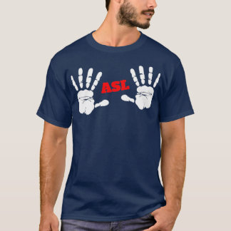 Handdruk ASL-design van American Sign Language 1 T-shirt