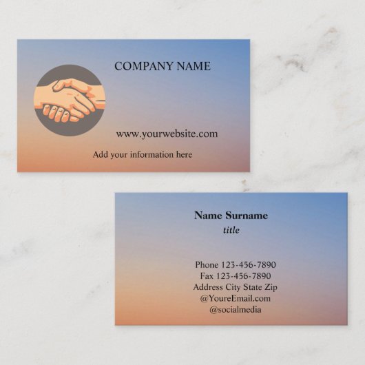Handdruk in een Circle Deal Logo Visitekaartje (Voorkant / Achterkant)