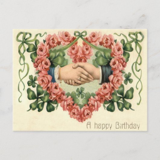 Handdruk Roos Hart Four Leaf Clover Briefkaart (Voorkant)