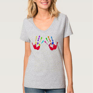 Handdrukt kleurrijk af! t-shirt