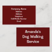 HANDEL, DOG WALKING. VISITEKAARTJE (Voorkant / Achterkant)