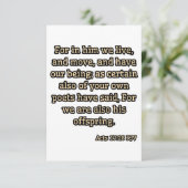 Handelingen 17:28 KJV Bijbel Verse Groet Kaart (Staand voorkant)