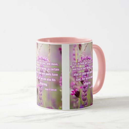 Handelingen 17:28 KJV Bijbel Verse Pic Two-Tone Mok (Voorkant rechts)