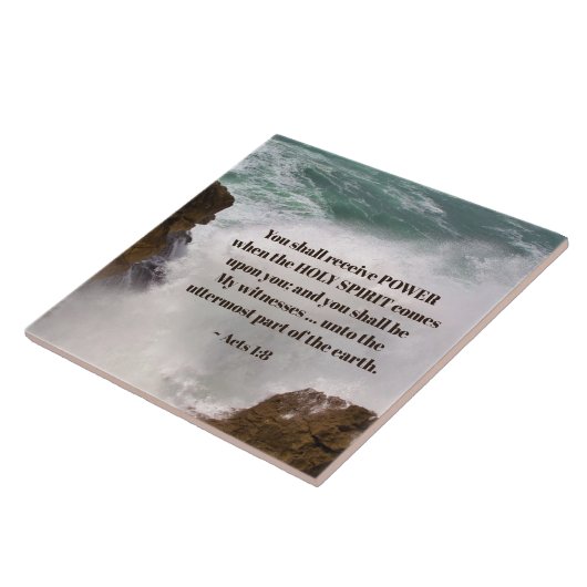 Handelingen 1:8 U ontvangt een netbus Tegeltje (Zijkant)