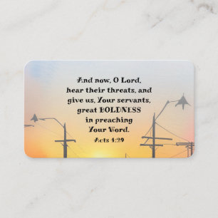 Handelingen 4:29 O Heer geef grote moed Bijbel ver Visitekaartje