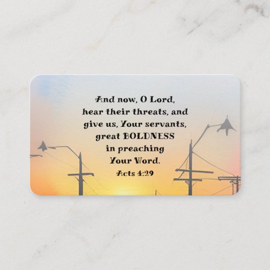 Handelingen 4:29 O Heer geef grote moed Bijbel ver Visitekaartje (Voorkant)