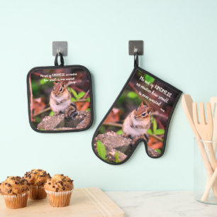 Handelingen van de Kindness Inspirerend Quote Chip Ovenwant & Pannenlap Set