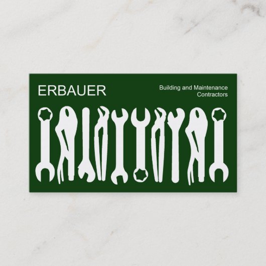 Handelsinstrumenten - wit op groen visitekaartje (Voorkant)