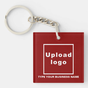 Handelsnaam en Logo Rood Square Acryl Sleutelhanger