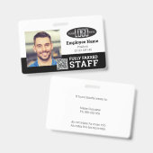 Handelspersoneel Foto ID QR Code Black White Badge (Voor- en achterkant)