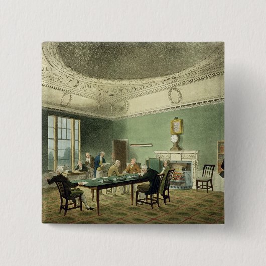 Handelsraad, van "Ackermann's Microcosm of Lon Vierkante Button 5,1 Cm (Voorkant)