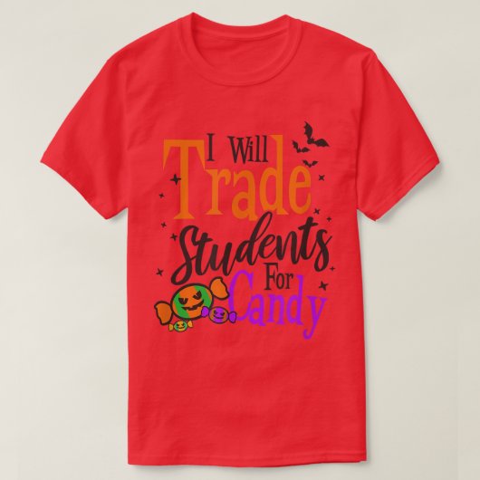 Handelsstudenten voor Snoep Design Halloween leraa T-shirt (Design voorkant)