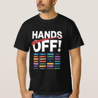 Handen af van anti-Trump-antitrafiekontwerp T-shirt