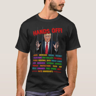 Handen af van grappige Trump in gevangenis protest T-shirt