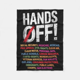 Handen af van mijn sociale zekerheid 2025 protest fleece deken