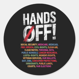 Handen af van mijn sociale zekerheid 2025 protest ronde sticker
