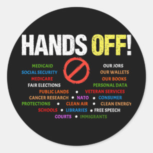 Handen af van protest Medicaid Sociale Zekerheid Ronde Sticker