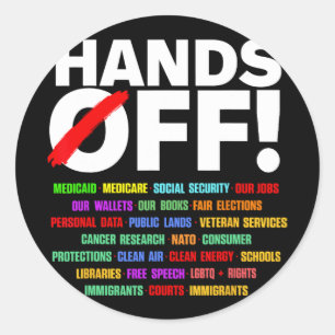 Handen af van protest ronde sticker
