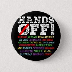 Handen af van protest sociale zekerheid en Medicar Ronde Button 5,7 Cm
