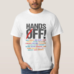 Handen af van protest sociale zekerheid en Medicar T-shirt