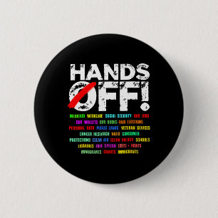 Handen af van protest sociale zekerheid ronde button 5,7 cm