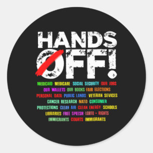 Handen af van protest sociale zekerheid ronde sticker