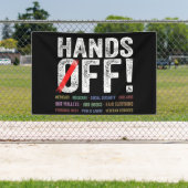 Handen af van protest spandoek (Insitu)