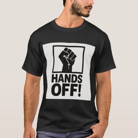 Handen af van protest T-shirt – Bold Statement Gra (Voorkant)