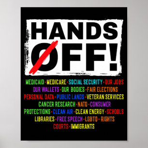 Handen af van protest van sociale zekerheid verzet poster