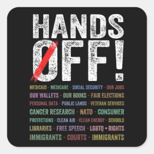 Handen af van protest vierkante sticker