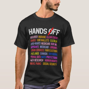 Handen af van protest zaterdag 5 april Mannen Vrou T-shirt