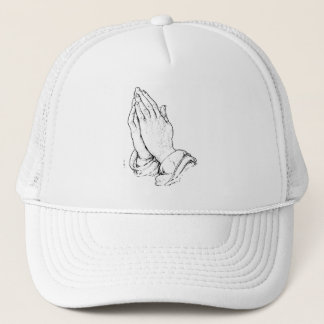handen bidden/wit trucker pet
